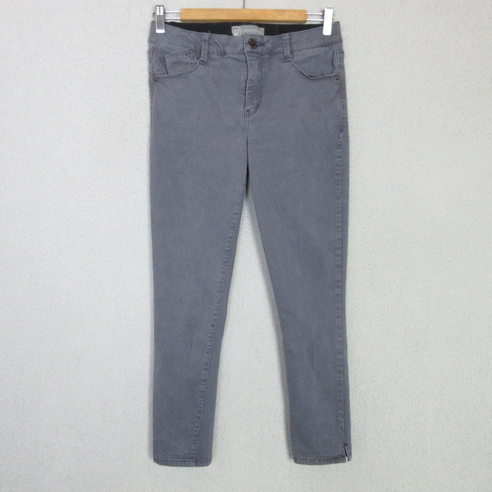 Wit & Wisdom Ab-solution Skinny Ankle Pants Women 4 Gray Stretch Mid Rise Slit